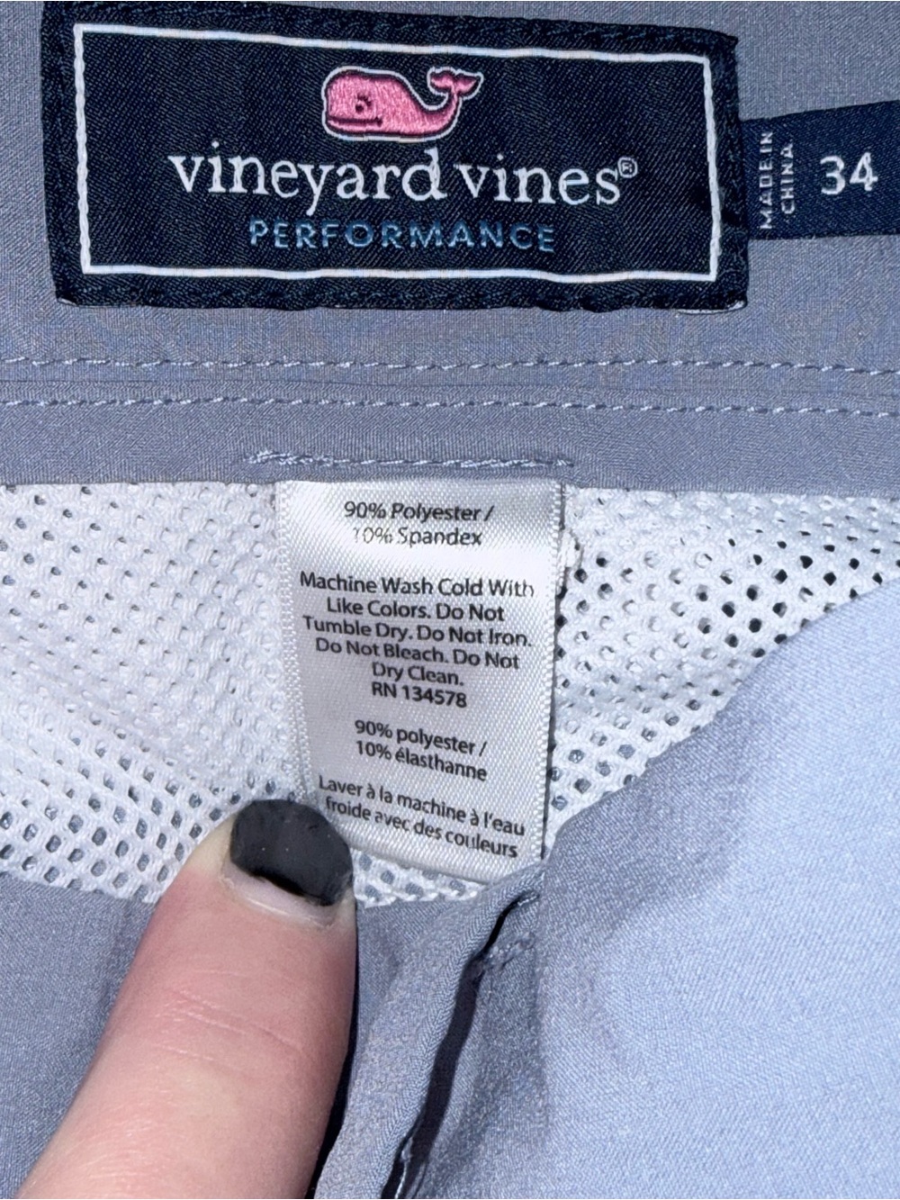 Vineyard Vines Performance Breaker Shorts Size 34 Gray Blue Tonal - Picture 5 of 6